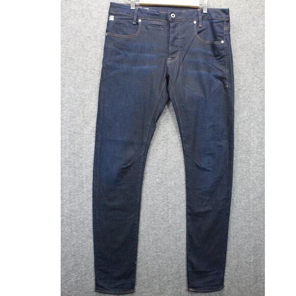 G-STAR RAW MENS D-STAQ SLIM JEANS Dark Blue Size 36x36